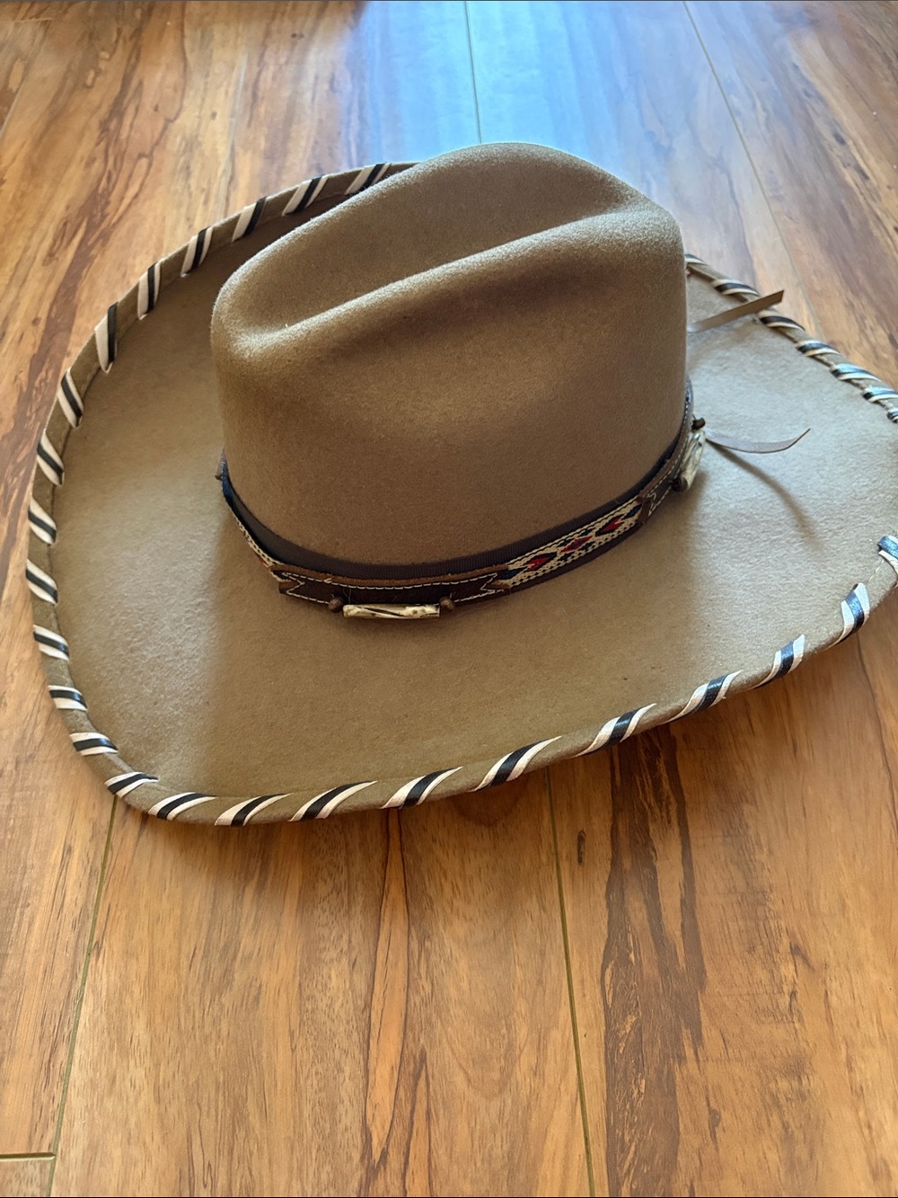 Bullhide Tan Felt Western Cowboy Hat with Decorative Band